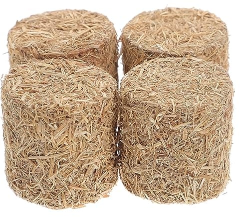 ibasenice Dollhouse Straw Bale - 4pcs Miniature Blocks Bales Fall Thanksgiving Harvest Western Party Supplies