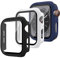 SOLOLUP 3 Pezzi Cover per Apple Watch Series 6/5/4/SE 40mm Vetro Temperato Pellicola Protettiva,Cover Completa PC Rigido Case Protettiva per Apple Watch 40mm Custodia，Nero/Bianco/Blu notte