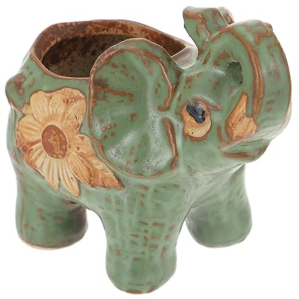 ABOOFAN Ceramic Elephant Pot house plants indoor plants indoor plant pot glass elephant figurine planter Succulents Pot Elephant Shaped Plants Pot Ceramic Pot ceramics