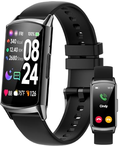 Smartwatch Damen Herren, Fitnessuhr Tracker mit Telefonfunktion 124+ Sportmodi Benachrichtigung IP68 Wasserdicht Blutdruckmessung SpO2 Herzfrequenz Schlafmonitor, Armbanduhr 1.58 Rund für Android IOS