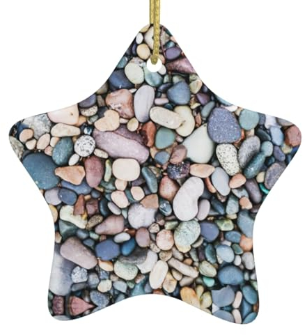 Weihnachts-Keramik-Anhänger – Weihnachtsbaumschmuck, niedliches hängendes Zubehör, lustiges Geschenk, Strand, farbige Kieselsteine
