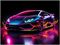 Lamborghini Aventador Neon Sportwagen Kunstdruck Illustration Wandbild - 80x60 cm - Badezimmerdekoration