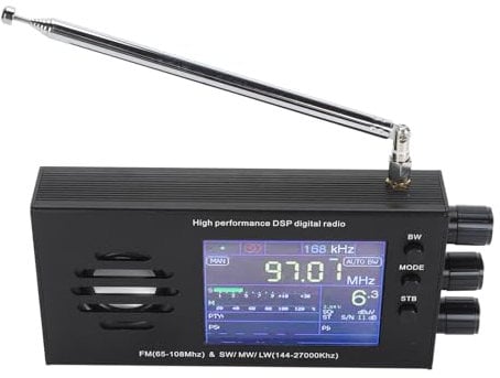 DSP-Radioempfänger, 65-108 MHz FM 144-27000 kHz SW MW LW 3,5 Zoll 3,2 Zoll LCD-DSP-Radioempfänger mit Antenne, Integrierte 3500-mA-Lithiumbatterie