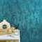 WALLCOVER Tapete Blau Grün Metallic Vliestapete Petrol Uni Betonoptik Vintage Design Modern Struktur Einfarbig Used Look Glänzend Unitapete 10.05m x 0.53 m Made in Germany