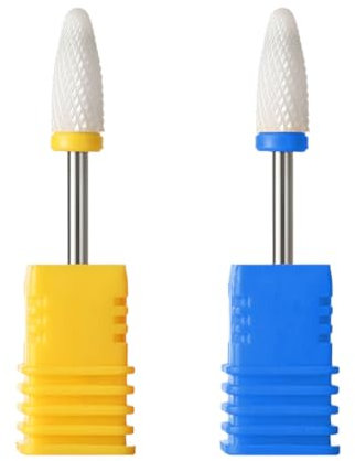 2 PCS Embout ponceuse ongles, Foret à ongles forets en céramique pour la manucure pédicure gel cuticule gel polissage forme de cylindre tête de meulage, avec base d'affichage