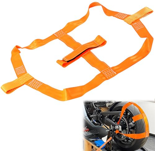 Spanngurte Motorrad Transportsicherung Universal Spanngurt für Motorrad Zubehör Zurrgurte Spanngurte Autotransport Zurrschlaufen Verzurrsystem für Hinterrad Abspanngurt Tie down Strap (Orange)