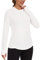 Gyabnw Rash Guard Women UPF 50+ Long Sleeve Sports Running Outdoor T-Shirts Crew Neck Golf Activewear with Thumbhole White