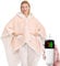 Wearable Heated Throw Blanket Electric Shawl - Heated Wrap Robe Poncho Blanket Hoodie for Adult, Winter Gifts for Mom Women Girlfriend Grandma, Warm Sherpa with Pockets, 5-Position Timer,Pink