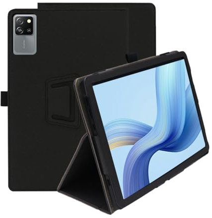 INSOLKIDON Compatible con Black-View Tab 60 WiFi 10-Inch Tablet Funda Protectora de Cuero Bumper Protección Carcasa con Soporte Función, Auto-Sueño/Activación Funda Plegable (Negro)