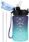 GOPPUS 350ml/12oz Kids Water Bottle With Straw Tritan Drinks Bottle with Strap Small Toddler Juice Bottles with Flip Top Lid Leakproof Children's Bottles with Time Marking Spillproof BPA free Girl Boy