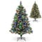 COSTWAY 5FT/6FT Pre-Lit Christmas Tree, Hinged Artificial Xmas Tree with 140/210 LED Lights, 476/856 Branch Tips and 9 Lighting Modes, Office Home Holiday Decoration Tree (5FT)