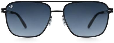 OJO sunglasses Quadratischer Waffenrahmen und Bügel aus Edelstahl, schrauben weniger Farbverlauf, blaue Gläser, schwarz grau