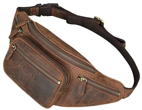 STILORD 'Caspar' Gürteltasche Leder Groß Vintage Bauchtasche für Herren Damen Kinder Hüfttasche Modern Belt Bag für Jogging Festival Urlaub Echtes Leder, Farbe:Kreta - braun
