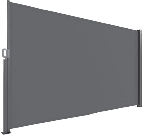 Outsunny Marquise latérale Extensible Opaque Protection visuelle avec revêtement Mural Marquise Murale Protection Contre Le Vent 300x180cm Marquise pour Balcon terrasse Jardin Gris foncé