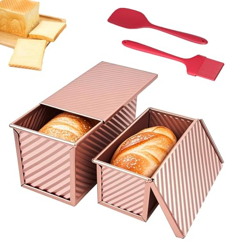 Moule à Pain avec Couvercle, 34x13.5x12cm Plaque à boulangerie à Porte Coulissante, Moule a Pain de Mie avec Couvercle, Moule à Gâteau Patisserie, pour les Gâteaux et les Pâtisseries, Argenté