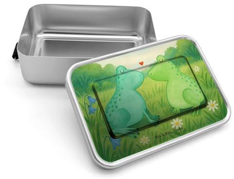 Mr. & Mrs. Panda Lunchbox Frosch Liebe Design - Geschenk, Lunchdose, Snackbox, Hocheitstag, Hochzeitstag, Freundin, Metall, Frösche, Vesperbox, Jahrestag, Essensbox