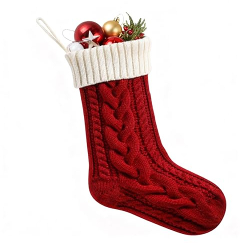 Weihnachtsstrumpf Personalisiert Nikolausstrumpf 46cm Hängende Großer Gestrickter Weihnachtsstrumpf Christmas Stockings für Feiertags, Familienparty, Dekoration