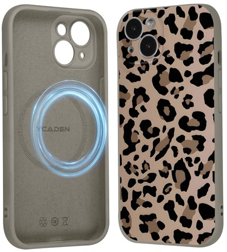 Yoedge Magnetisch Handyhülle für iPhone 13 Hülle Leopard, Aesthetic Leo Mode Muster Design für Frauen Mädchen, Kompatibel mit MagSafe, Silikon Schutzhülle Cover Case für iPhone13 6,1,Braunes