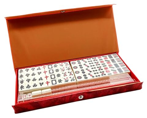 Ensemble De Mahjong – Jeu De Mahjong Chinois Traditionnel De 144 Pièces, Jeu De Dominos Portable Avec 2 Dés Et 4 Supports | Pour Lesréunions De , Les Voyages À Domicile, LesFêtes Et Les Diver