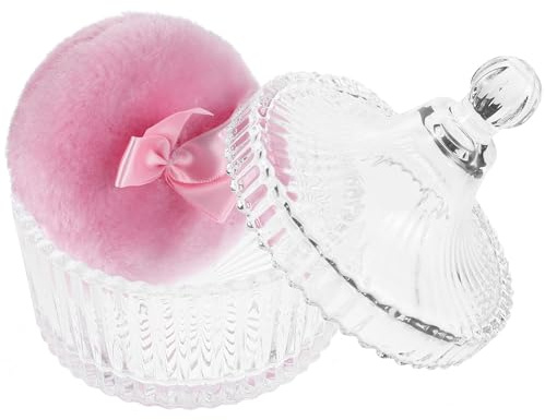 STAHAD Houppette à Poudre Extra Large 90x30 Mm Rose à Longs Poils Doux avec Ruban Décoratif, Applicateur pour Visage et Corps, Plumeau Cosmétique pour Poudre Fixatrice et Maquillage