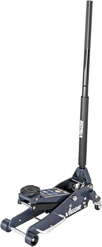VIGOR Hydraulik Alu-Rangier-Wagenheber, 1,5 Tonnen, V6028-1.5-A | 14500 g, Leichter Hydraulik Alu-Rangier-Wagenheber, Tragkraft 1,5 Tonnen, Leichtgängige Rollen für optimale Manövrierbarkeit