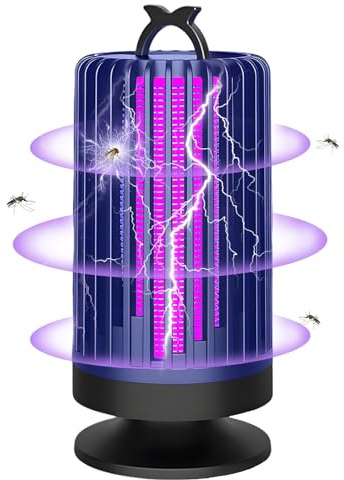 Lampe gegen Mücken, UV, elektrisch, Mückenlampe, UV, elektrischer Fliegenvernichter, Nachtlicht-Modus, Insektenanziehung, 360° stark, gegen Mücken (blau)