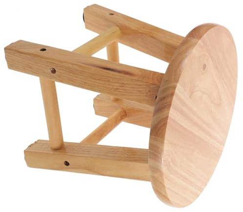 SOLUSTRE Kleiner Holzhocker Kompakt und Bequem zum Sitzen Rustikaler Sitzhocker für Zuhause und Studentenwohnheim Quadratische Beine 25x25cm Khakifarben
