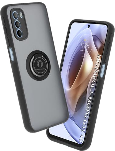 Techsuit für Motorola Moto G31 4G, Moto G41 4G Hülle mit Ringhalter, Magnetring Kompatibel, 360 Grad Drehung, Stoßfest, Aufprallschutz, Erhöhte Kanten, Glinth Series, TPU, Schwarz