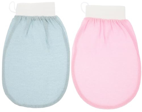 NUSITOU Moufles de Exfoliants en Rayonne 2pcs pour Massage et Gommage Corporel, Accessoires de Bain pour Garçon et Filles Structure Simple et Nettoyage Doux