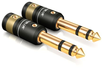 VIABLUE T6s Klinkenstecker 6,3 mm Stereo * Audiostecker * 24 Karat echtvergoldet * Vollmetallgehäuse * high-end Steckverbindungen * 2 Stück