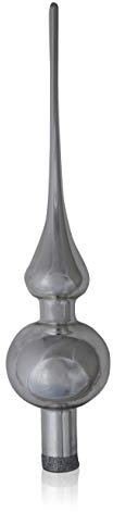 Lauschaer Glas Christbaumschmuck Spitze silber glanz d 6cm Christbaumschmuck Weihnachtsbaumschmuck mundgeblasen