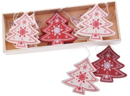 Heaven Sends Set of 12 Wooden Nordic Christmas Tree Decorations