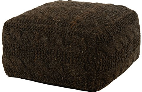 korb.outlet Hocker aus natürlicher Wolle/Sitzwürfel, handgewebt 55x55x35cm - Anthrazit (006)