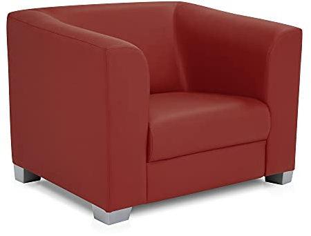 moebel-eins Chicago Sessel Cocktailsessel Polstersessel Sessel Clubsessel, Material Kunstleder, weinrot