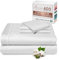 Pizuna Blanc 100% Coton Parure de Lit 2 180x200 Personne avec Traversin, Satin de Coton Mercerisé 400 Fils 1 Drap Housse, 1 Drap Plat, 2 Taie Oreiller, 1 Traversin (Drap de Lit 2 Personnes)