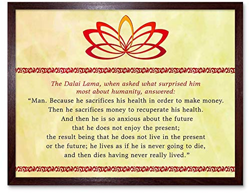 Wee Blue Coo Dalai Lama Humanity Sacrifices Money Health Future Quote Art Print Framed Poster Wall Decor Kunstdruck Poster Wand-Dekor-12X16 Zoll