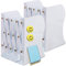 Qualsen Buchstütze, Verstellbar Buchstützen Kinder Metall Bücherhalter, rutschfeste Bücherstützen Bücherständer Bookends für Schreibtisch, Bücherregal, Büro, (weiß-2)
