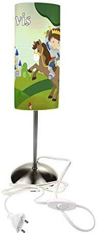 CreaDesign TI-1097 Ritter Nachttischlampe Kinderzimmer mit Namen, Kinder Tischlampe/Schlummerlicht mit Schalter für Steckdose, E14, 38 cm hoch