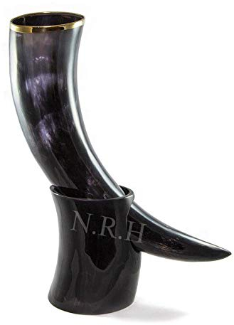 Boccale con corno vichingo, con scritta in lingua inglese Autentico Medievale, ispirato