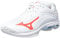 Mizuno Damen Wave Lightning Z6 Volleyball-Schuh, White/IgnitionR/Bluebell, 42.5 EU