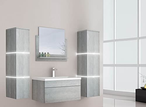 Home Deluxe - Badmöbel-Set - WANGEROOGE Big Grau - X-Large - inkl. Waschbecken und komplettem Zubehör - Breite Waschbecken: ca. 60 cm | Badezimmermöbel Waschtisch Badmöbelset