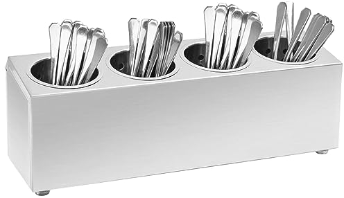 vidaXL Besteckbehälter 4 Fächer Korrosionsfrei Gastro Besteckhalter Besteckkasten Utensilienhalter Besteckständer Rechteckig Edelstahl