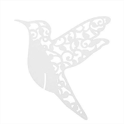 50 Stück Tischkarten Vogelform für Hochzeit Party Weinglasdekoration Tischnummer Namenkarten hohl gestanzt passend für Tischnummernkarten rot weiß lila rosa Suitable for Wein- und Wassergläser