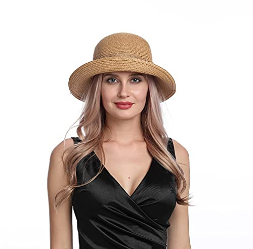 Ysoazgle Ladies Womens Adjustable Summer Sun Hat Fashion Foldable Roll Brim (Khaki)