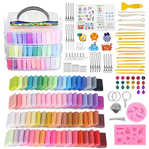Polymer Clay Kits 72Colors Sculpting Molding Clay DIY Modeling Clay Oven Baking Clay Kits 19 Sculpting Tools and 12 Kinds of Accessories Non-Toxic and Non-Stick Handmade Craft Gift for Children.