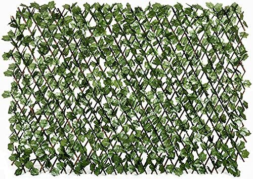 2 x 1M Trellis with Artificial Leaves Garden Trellis Artificial Maple Green Leaf Expandable Privacy Protection Garden Fence Screening Garden Cover Wooden