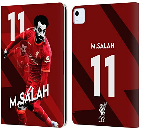 Head Case Designs Licenciado Oficialmente Liverpool Football Club Mohamed Salah 2021/22 Primer Equipo Carcasa de Cuero Tipo Libro Compatible con Apple iPad Air 2020/2022