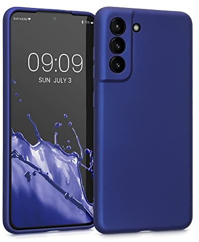 kwmobile Case kompatibel mit Samsung Galaxy S21 FE Hülle - Schutzhülle aus Silikon metallisch schimmernd - Handyhülle Metallic Blau