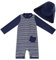 UMELOK Baby Badeanzug mit Sonnenhut UV Schutz 50+ Einteilige Schwimmanzug für Junget (Blau Streifen, 2-3 Jahre/92-98 cm)