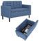 Mingone 2-Sitzer Sofa mit Lehne, Stauraum und Abnehmbarem Kissen - Modernes Leinen Loungesofa für 1-2 Personen, Blau